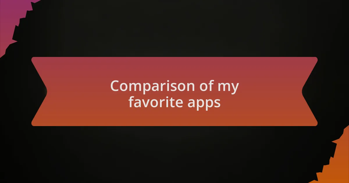 Comparison of my favorite apps