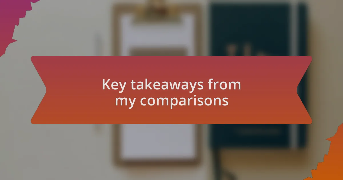 Key takeaways from my comparisons