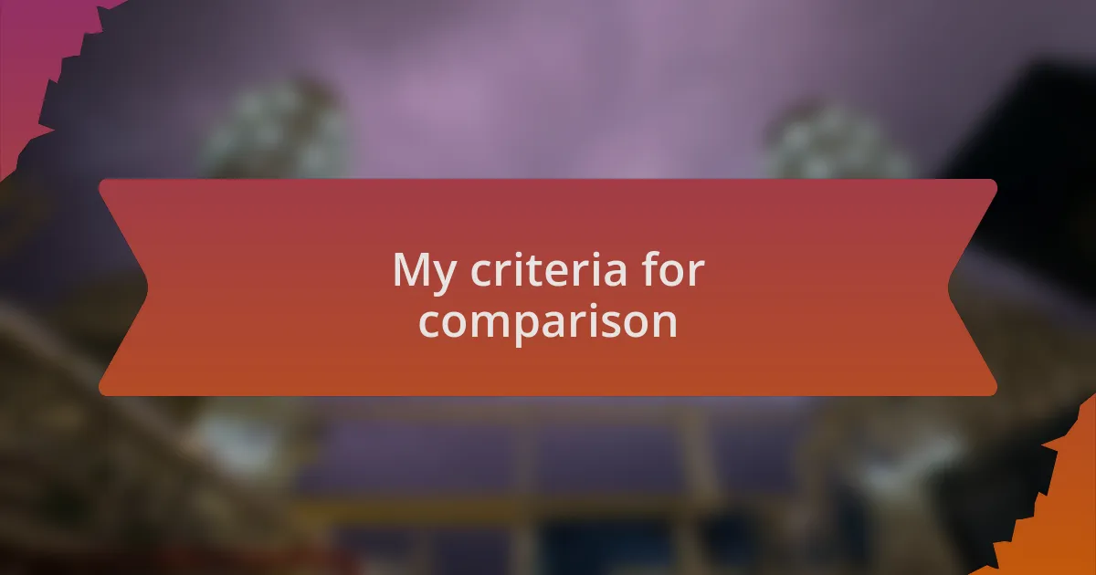My criteria for comparison